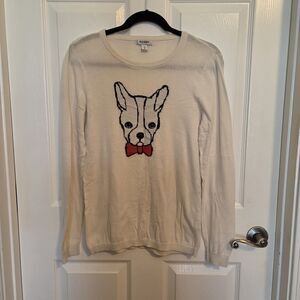 Old Navy Cream Doggie Lightweight Cotton Sweater Women's Size MEDIUM